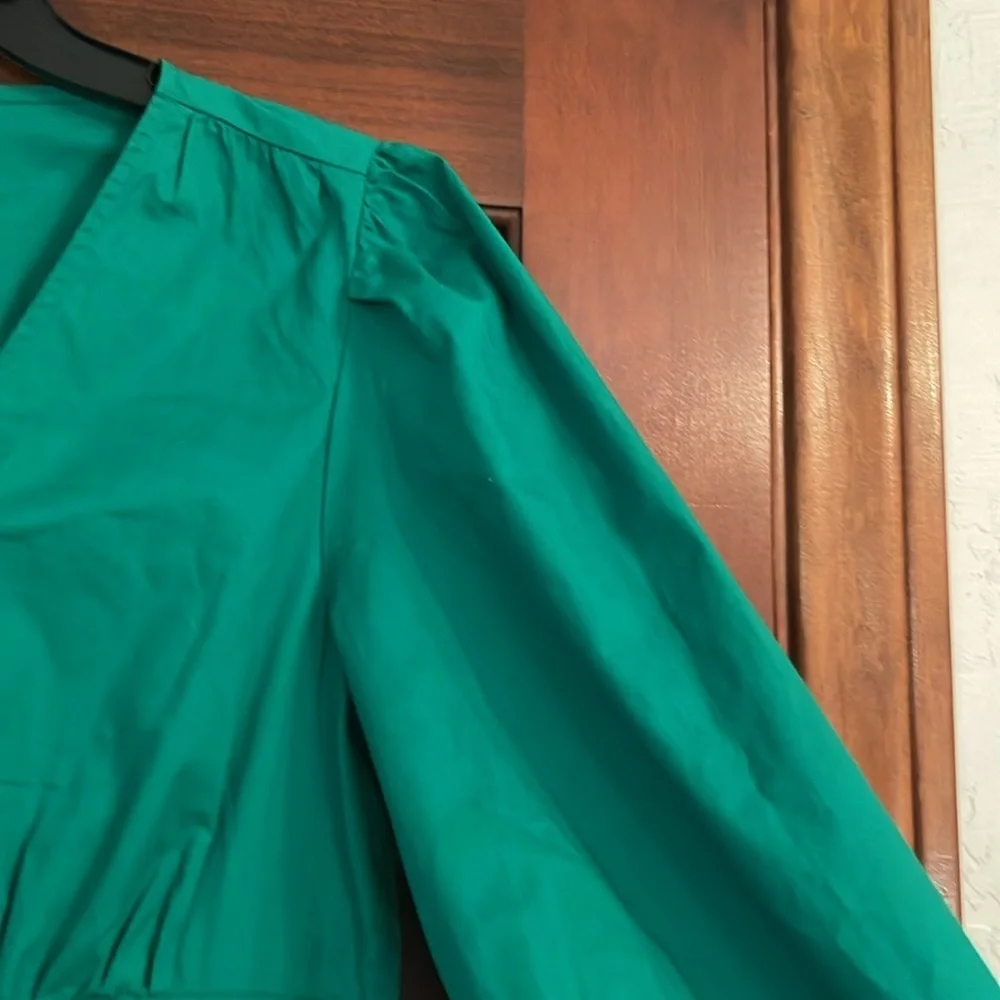 J. Crew Green Smocked Tie Front A-Line Dress size 10